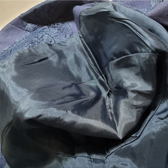 NWT Coldwater Creek Women's Linen Blend Hint Of Lace Blue Blazer Jacket Size PM - Picture 7 of 10
